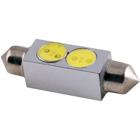 2 Ampoules Navettes 41mm - 2 LEDs - T11x41 - 12V 1W 7000K - SV8.5 - Puce SMD
