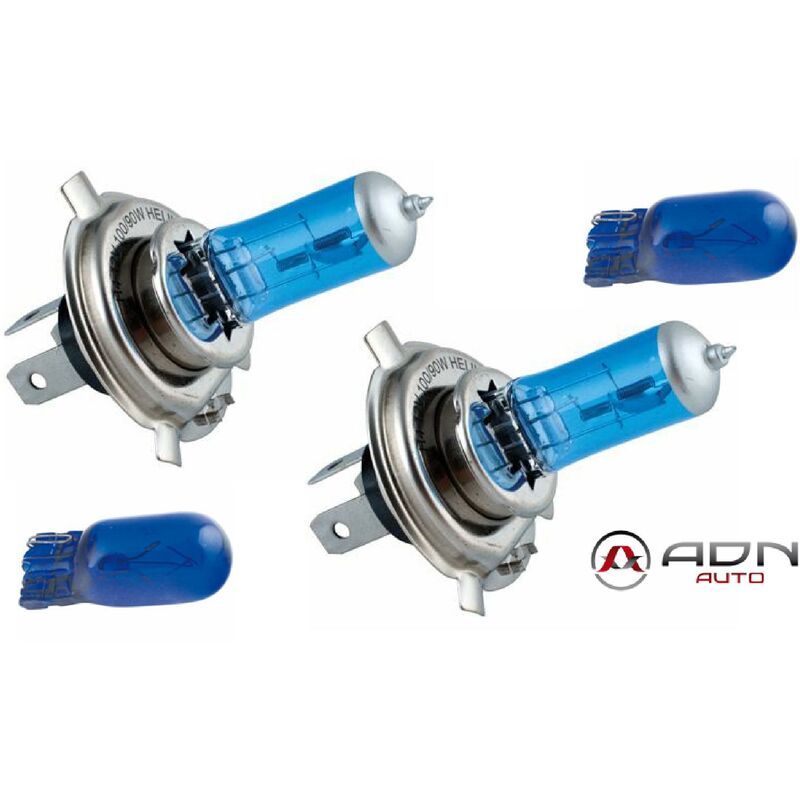 Adnauto - 2 Ampoules Spectra H4 12V 90100W 5700K - P43T - 2 Ampoules T10 12V 5W - W2.1x9.5D