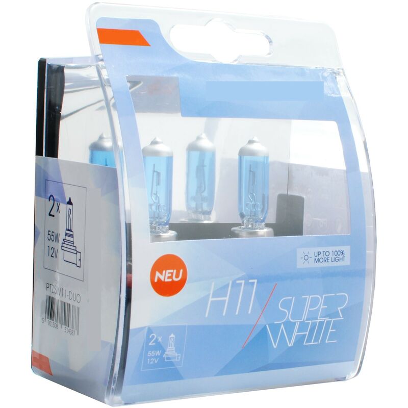2 ampoules superwhite H11 12V 55W ultra blanc effet xenon