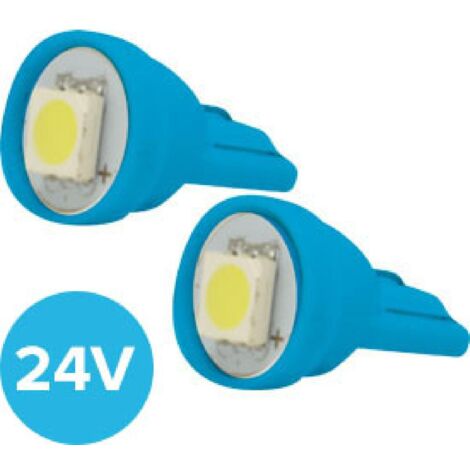 2 Ampoules T10 LED SMD Wedgebase 24V - Bleu