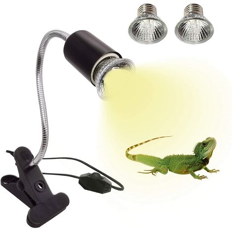 2 Ampoules UVA UVB 25W et 50W Lampe Reptiles Lampe Tortue Terrestre Chauffante avec Base Longue 360