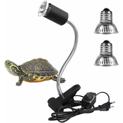 2 Ampoules UVA UVB 25W et 50W,Lampe Reptiles Lampe Tortue Terrestre Chauffante avec Base Longue 360°Rotation pour Reptiles et Amphibiens[Classe énergétique A +]
