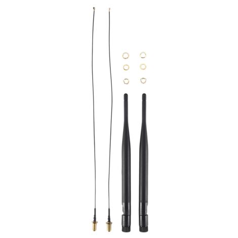 2 antenne WiFi RP-SMA dual band 5 da 6 dBi a 2,4 GHz + cavo U.Fl/IPEX da 35 cm