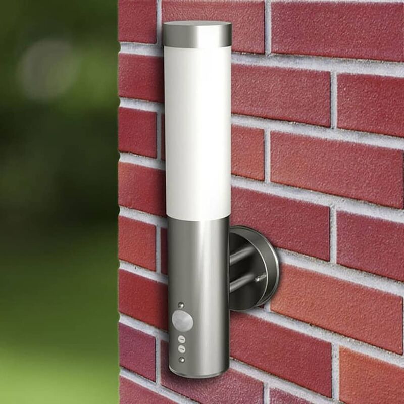 

2 Apliques de exterior con detector de movimiento, 11 x 35cm - Plateado