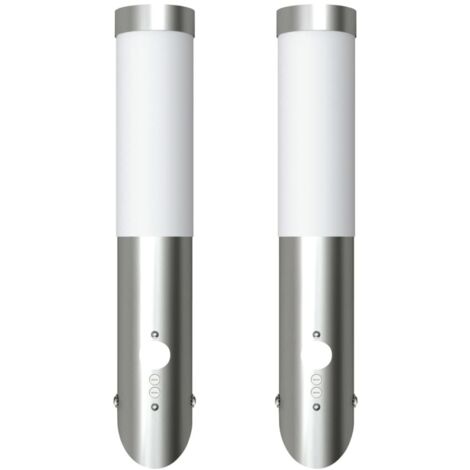 2 Apliques de exterior con detector de movimiento, acero inoxidable