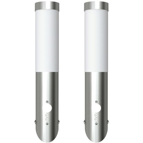 2 Apliques de exterior con detector de movimiento, acero inoxidable vidaXL