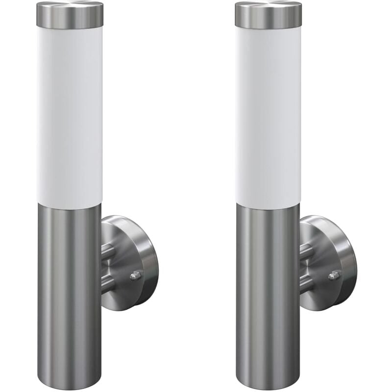 

2 Apliques de exterior, lámparas de pared, acero inoxidable