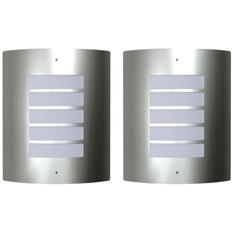 2 Apliques de exterior, lámparas de pared de acero inoxidable vidaXL - Plateado
