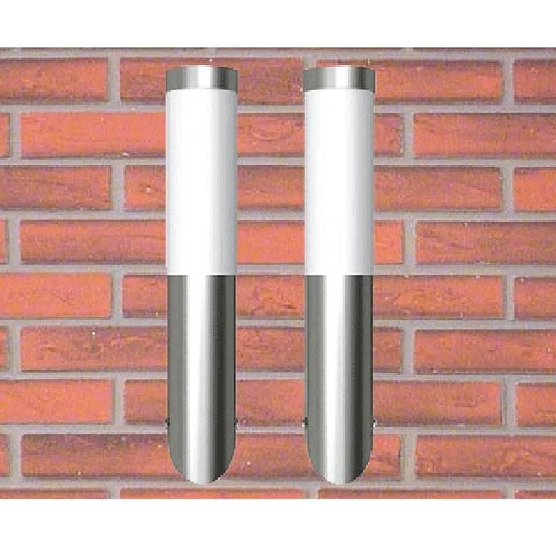 

2 Apliques de exterior, lámparas de pared, 6 x 36 cm - Plateado