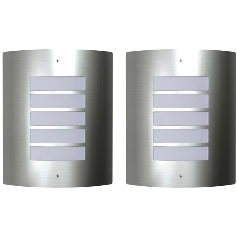 

2 Apliques de exterior, lámparas de pared de acero inoxidable - Plateado