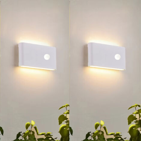2 applique a LED da 12W con sensore di movimento, applique da esterno impermeabile IP65, adatte per uso interno ed esterno, bianco