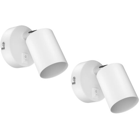 2 Applique murale, Interrupteur intégré, Douille GU10, Tête orientable, Salon Cuisine Bureau