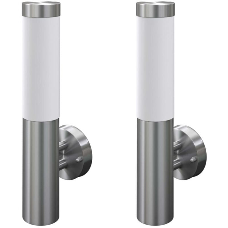 2 appliques murales cylindriques en acier inoxydable Vidaxl