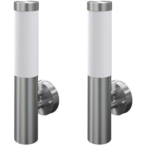 2 appliques murales cylindriques en acier inoxydable