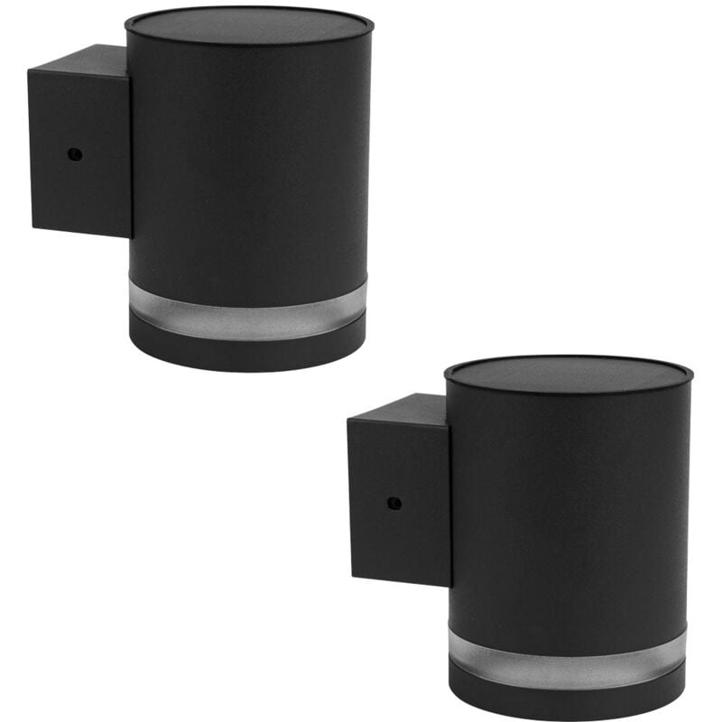 2 appliques murales solaires helio Noir abs H11,5cm
