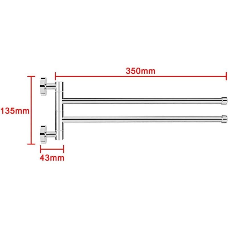 (2-armer)Porte Serviettes Mural 180° Serviette Support Porte-Serviettes Acier Inoxydable Barre à Serviettes Chrome