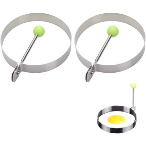 2 aros para huevos, acero inoxidable, antiadherentes, redondos, en forma de estrella, corazón y flor, moldes para huevos con pincel de silicona, para panqueques y pastel de carne.