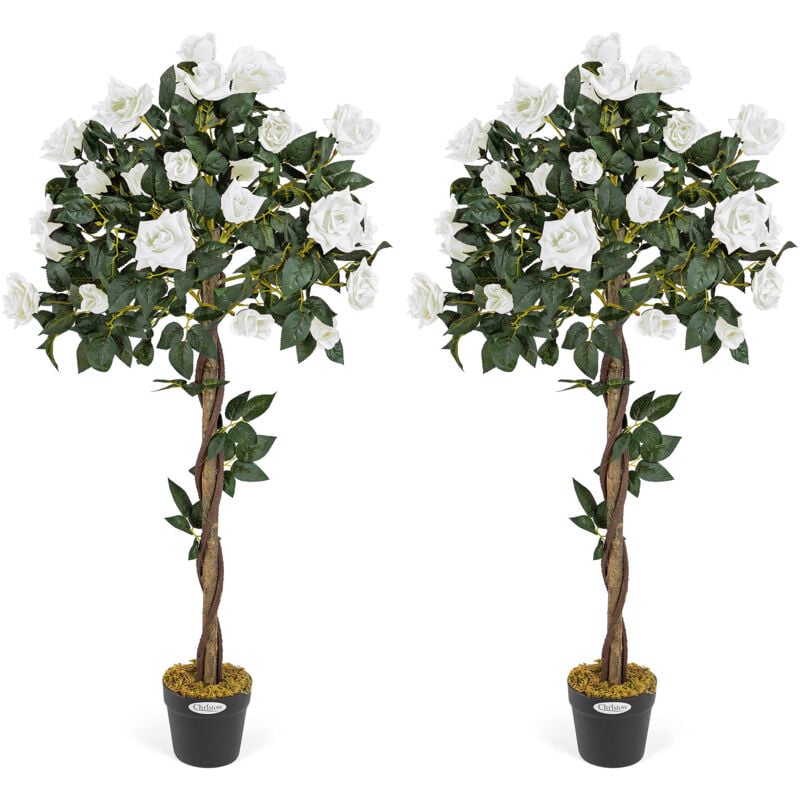 Christow - 2 Artificial Rose Trees - Cream (4ft) - Cream