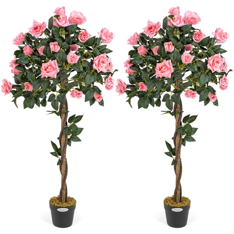 Christow - 2 Artificial Rose Trees - Pink (4ft)