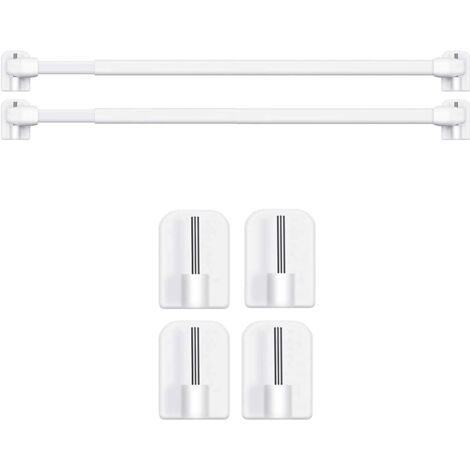 2 ausziehbare Gardinenstangen aus mit 4 Haken – ohne Bohren oder Schrauben – verstellbar 30–50 cm für Fenster und Schränke – trägt bis zu 1 kg (2 Stück, 30–50 cm)
