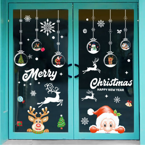 2 Autocollants de Fenêtre de Noël, Autocollants de Fenêtre de Décoration de Noël Autocollants de Fenêtre Réutilisables en PVC Amovibles Bonhomme de Neige de Noël, Adaptés à la Décoration de Noë