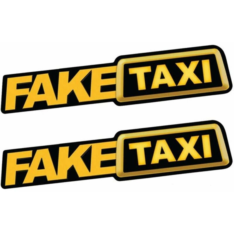 2 Autocollants de Voiture Drôle, 20x5 cm fake taxi Autocollant De Voiture Autocollant Emblème Autocollants En Vinyle Auto-Adhésif pour Voiture Van,