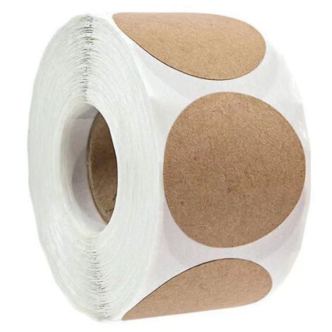 2 autocollants Kraft brun naturel (500 par rouleau) - Autocollants vierges ronds pour les propriétaires de magasins, l'artisanat, l'organisation, les étiquettes de bocaux et de conserves, les étiquett