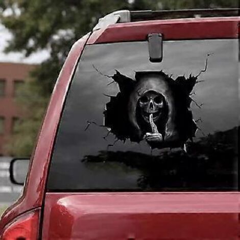 2 autocollants personnalisés pour voiture - Crâne - Autocollants pour vitres - Crâne d'Halloween - Autocollants muraux - Salon - Chambre - Fenêtre (30 x 20 cm)