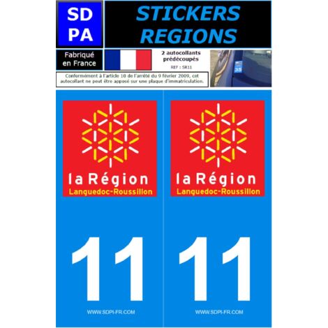 2 autocollants Region Departement 11 SR11