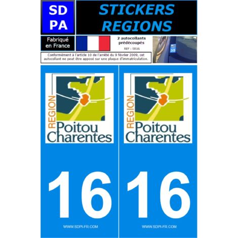 2 autocollants Region Departement 16
