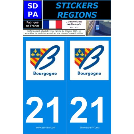 2 autocollants Region Departement 21 SR21