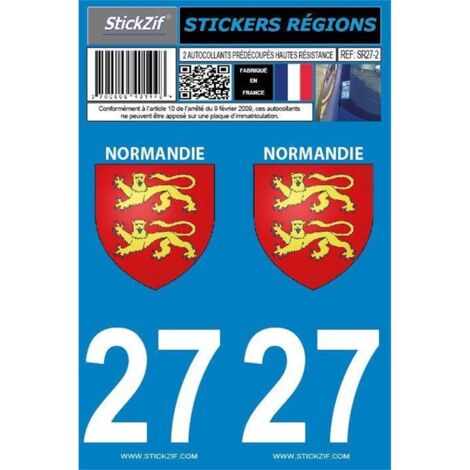 2 autocollants Region Departement 27 -nouvelle version-