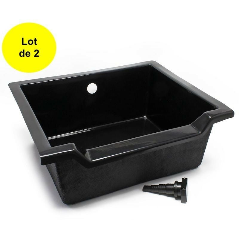 2 Bacs Cascades - Lames D'Eau Pour Décorer Votre Bassin De Jardin 68 cm 75 litres - Noir