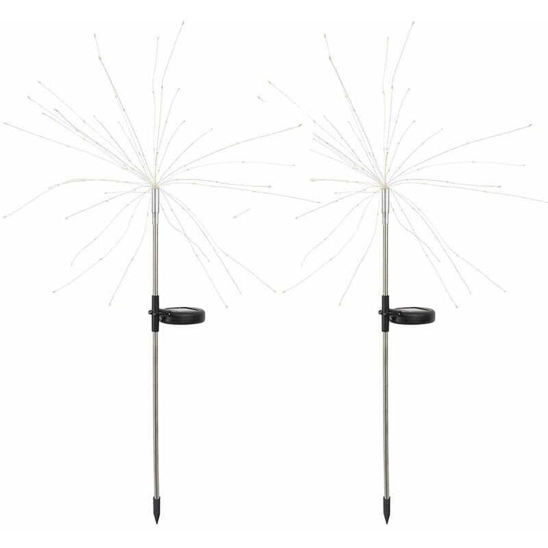2 balises solaires à planter fireworks spike Argent Acier H97cm