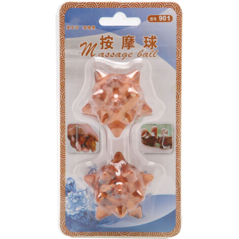 2 Balles de Massage en Bois pour Mains, Texture Picotée pour Relaxation et Acupression - Idéal pour Seniors
