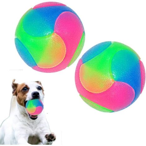 2 Balles Jouet pour Chien (Smooth) : LED Lumineuse Rebondissante, avec Clignotant – Interactive 7CM
