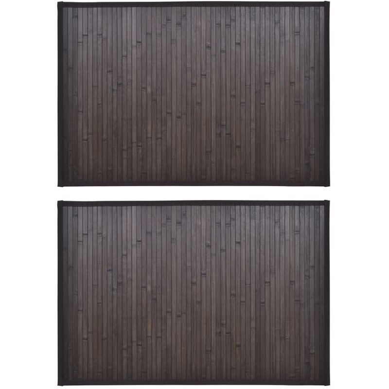 2 Bamboo Bath Mats 40 X 50 Cm Dark Brown