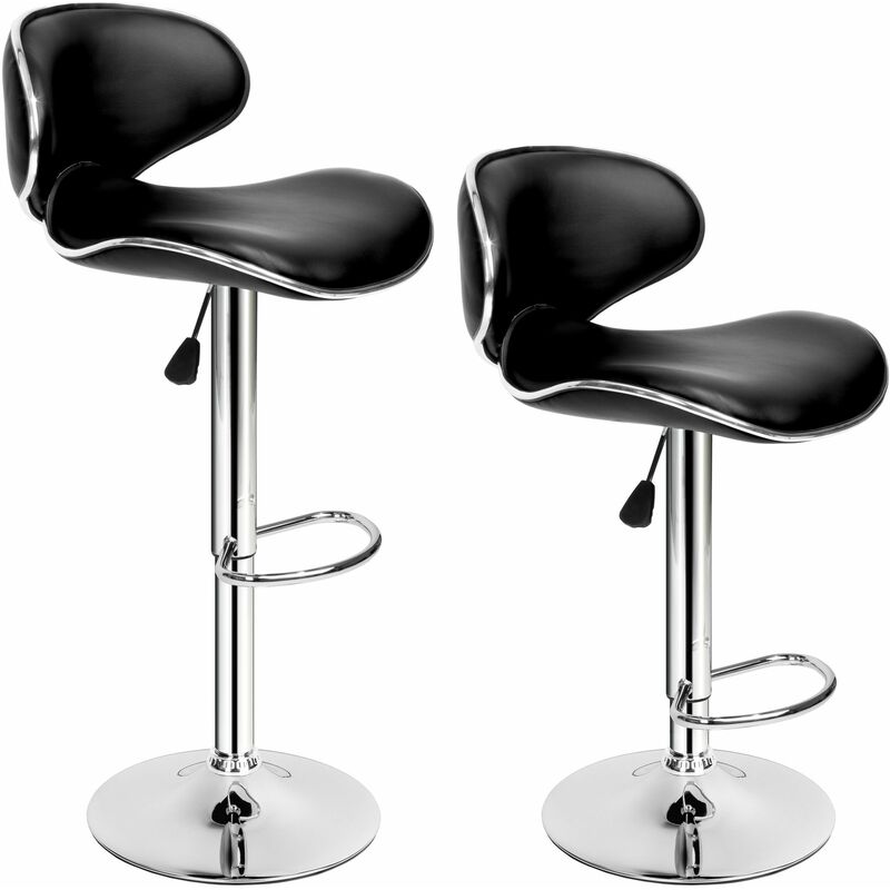 2 bar stools Bassi made of artificial leather - breakfast bar stools, kitchen stools, kitchen bar stools - black