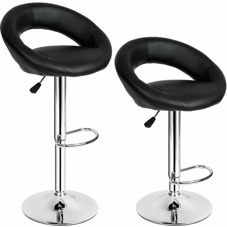 2 bar stools Christian made of artificial leather - breakfast bar stools, kitchen stools, kitchen bar stools - black