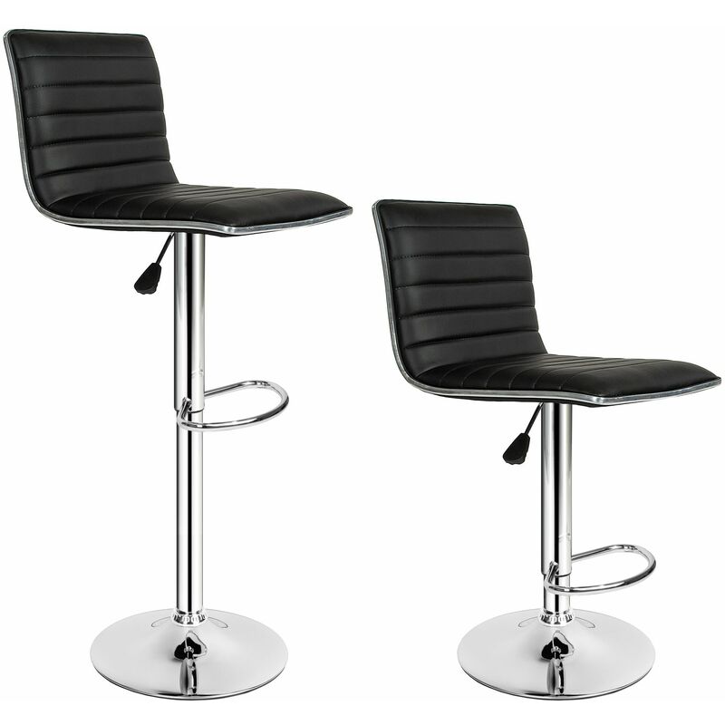 2 bar stools Johannes made of artificial leather - breakfast bar stools, kitchen stools, kitchen bar stools - black