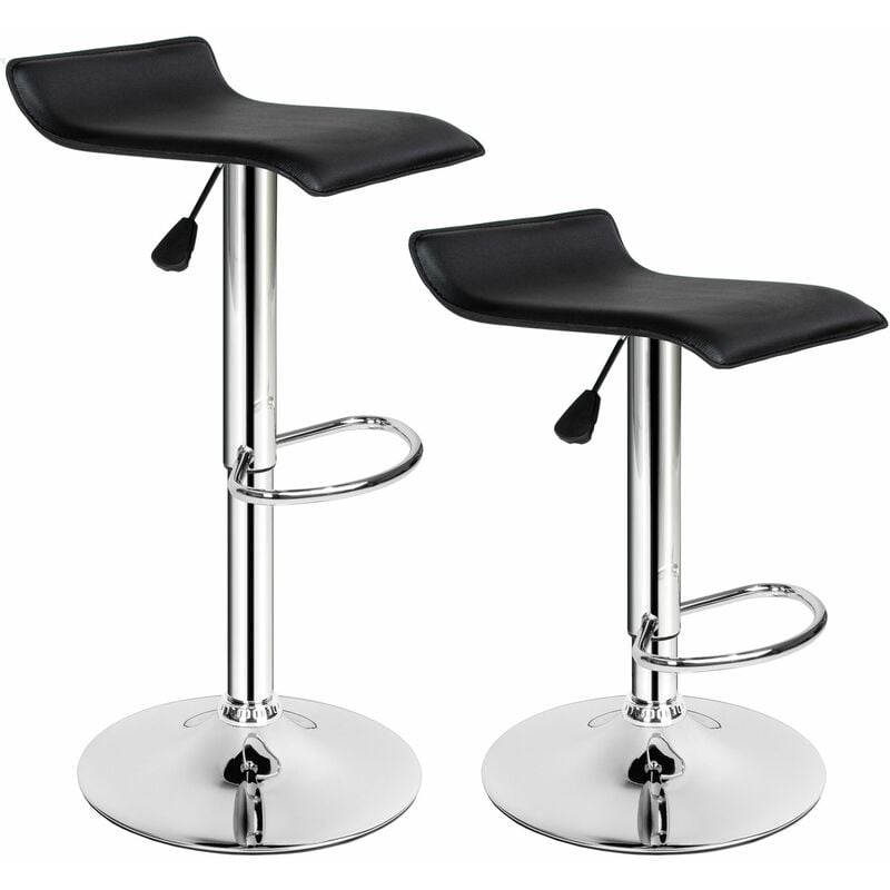 2 bar stools Lars made of artificial leather - breakfast bar stools, kitchen stools, kitchen bar stools - black