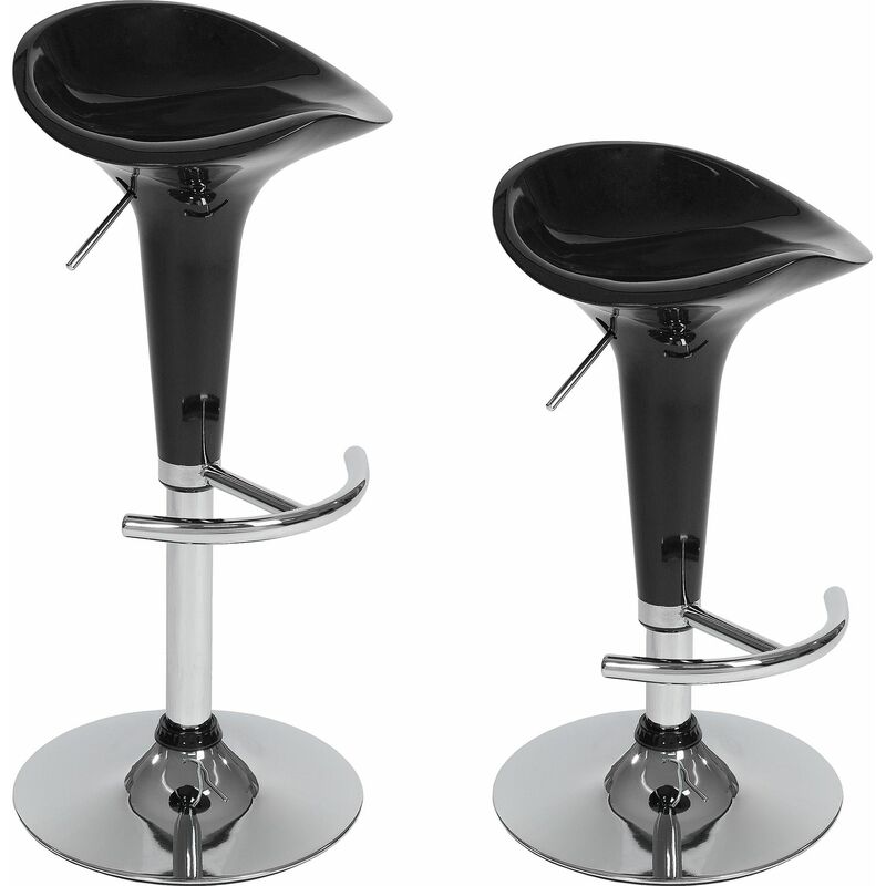 2 bar stools Peter made of plastic - breakfast bar stools, kitchen stools, kitchen bar stools - black