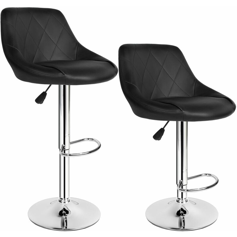 2 bar stools Waldemar made of artificial leather - breakfast bar stools, kitchen stools, kitchen bar stools - black