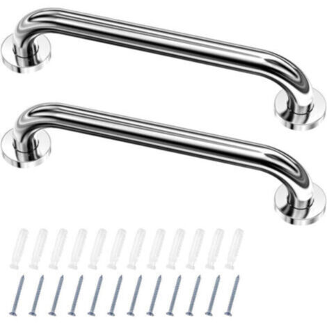 2 Barre D'Appui wc, Acier Inox Maintien Poignée Douche, 30cm Barre d'Appui Salle de Bain Coudée, Barres Douche, Baignoire Main Courante Inoxydable Âgées/Handicapées/Enfants