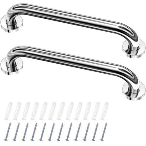 2 Barre D'Appui wc, Acier Inox Maintien Poignée Douche, 30cm Barre d'Appui Salle de Bain Coudée, Barres Douche, Baignoire Main Courante Inoxydable Âgées/Handicapées/Enfants