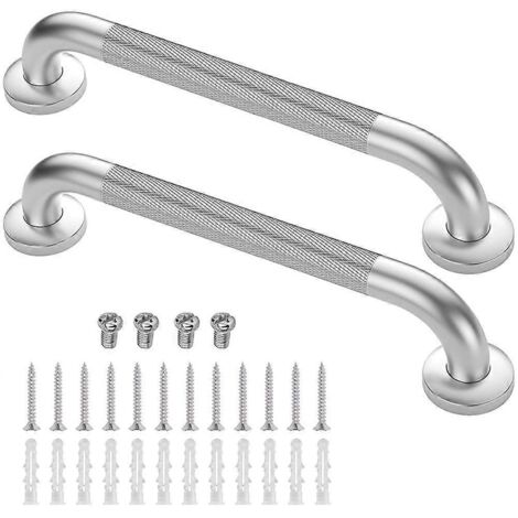 2 barres d'appui antidérapantes inox 40 cm pour douche, poignée de sécurité salle de bain, support mural robuste pour baignoire, accessoire senior & handicapé.