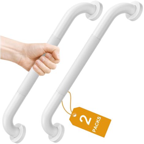 2 Barres d'appui de Salle de Bain en Acier Inoxydable SUS304 avec Poignée Antidérapante pour Toilettes, Baignoire, Salle de Bain, Rampe d'escalier -41cm