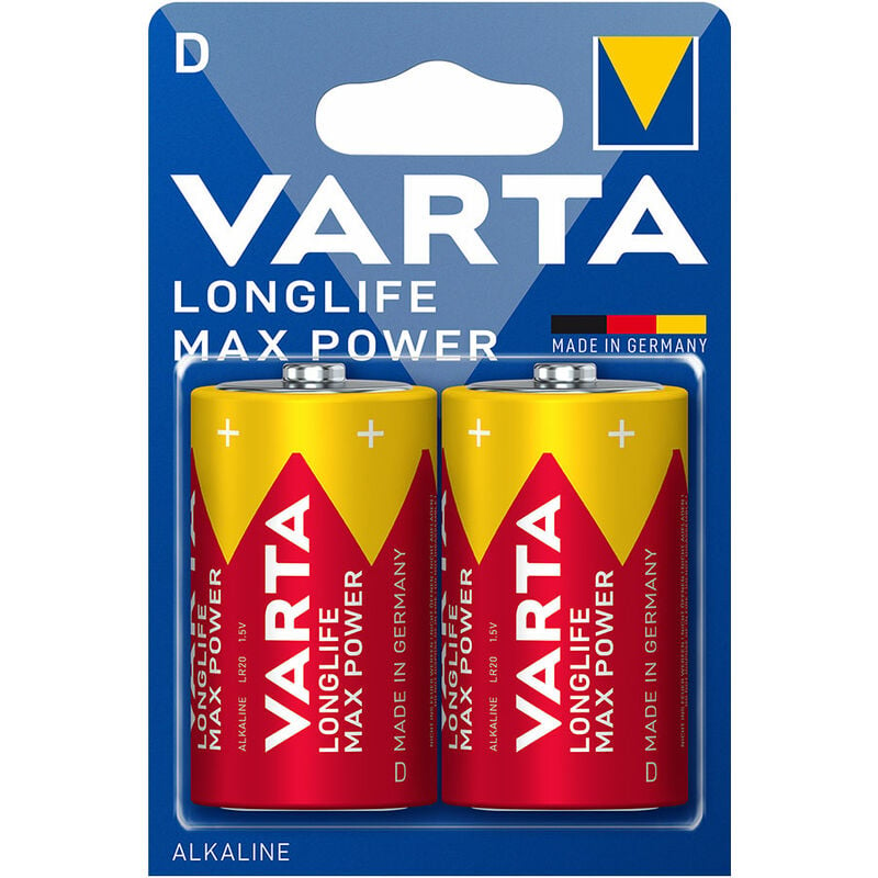 

Pila long life max power d - lr20 (blister 2 unid) ø34,2x61,5mm - Varta