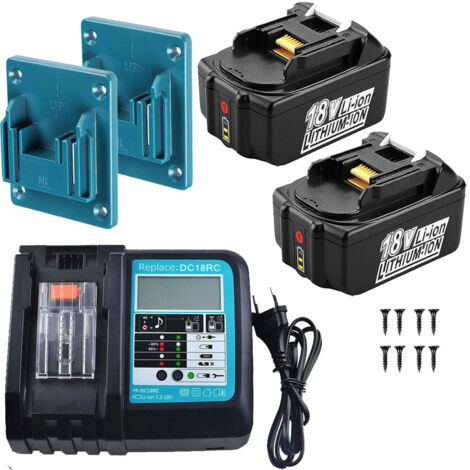 2 Batteries 18V 5,0Ah pour Makita BL1850B + Chargeur DC18RC + Cadeau LED remplacement pour BL1860B BL1840 BL1830 BL1815 LXT DMR107 DMR108