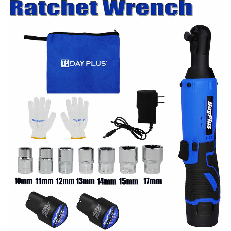 2 batteries, 7 prises, clé à chocs sans fil 3.0a Li - ion cliquet cliquet écrou pistolet 3 / 8 'driver
